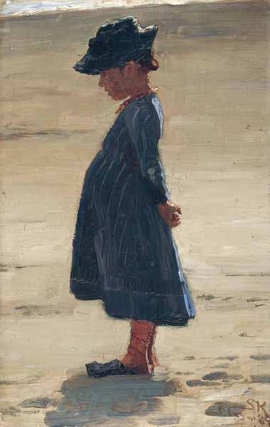 Peder Severin Kroyer Little girl standing on Skagen's southern Beach Germany oil painting art